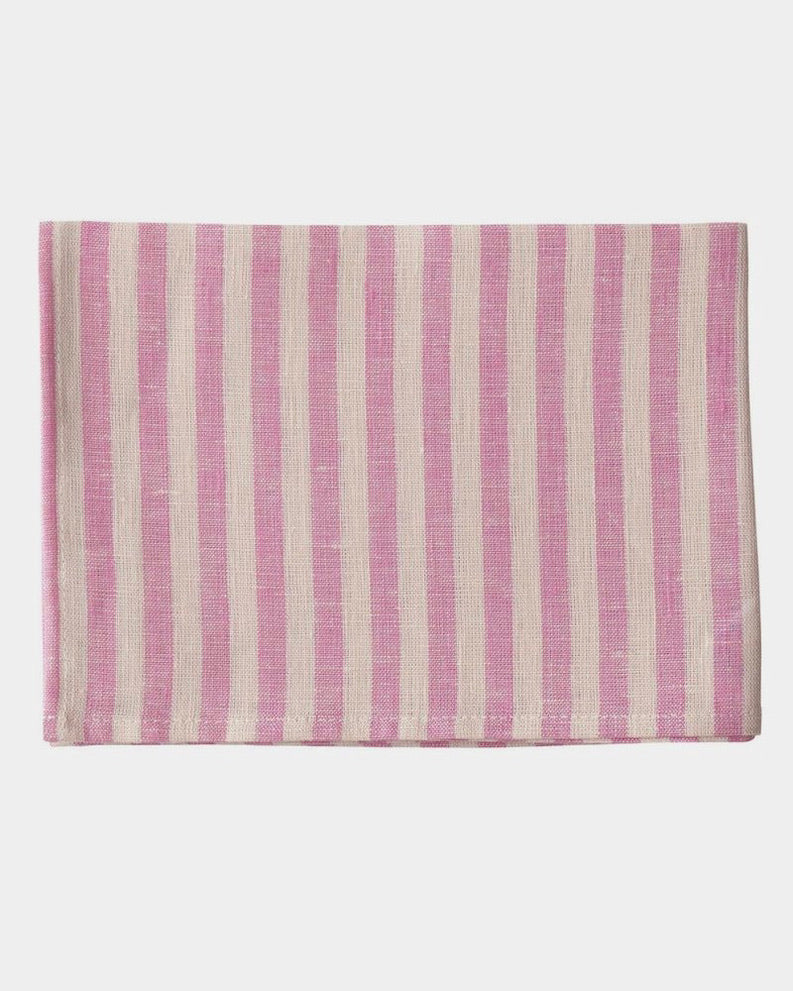 Soft Stripe Linen Kitchen Cloth | Pink & Beige Multi-Purpose Towel