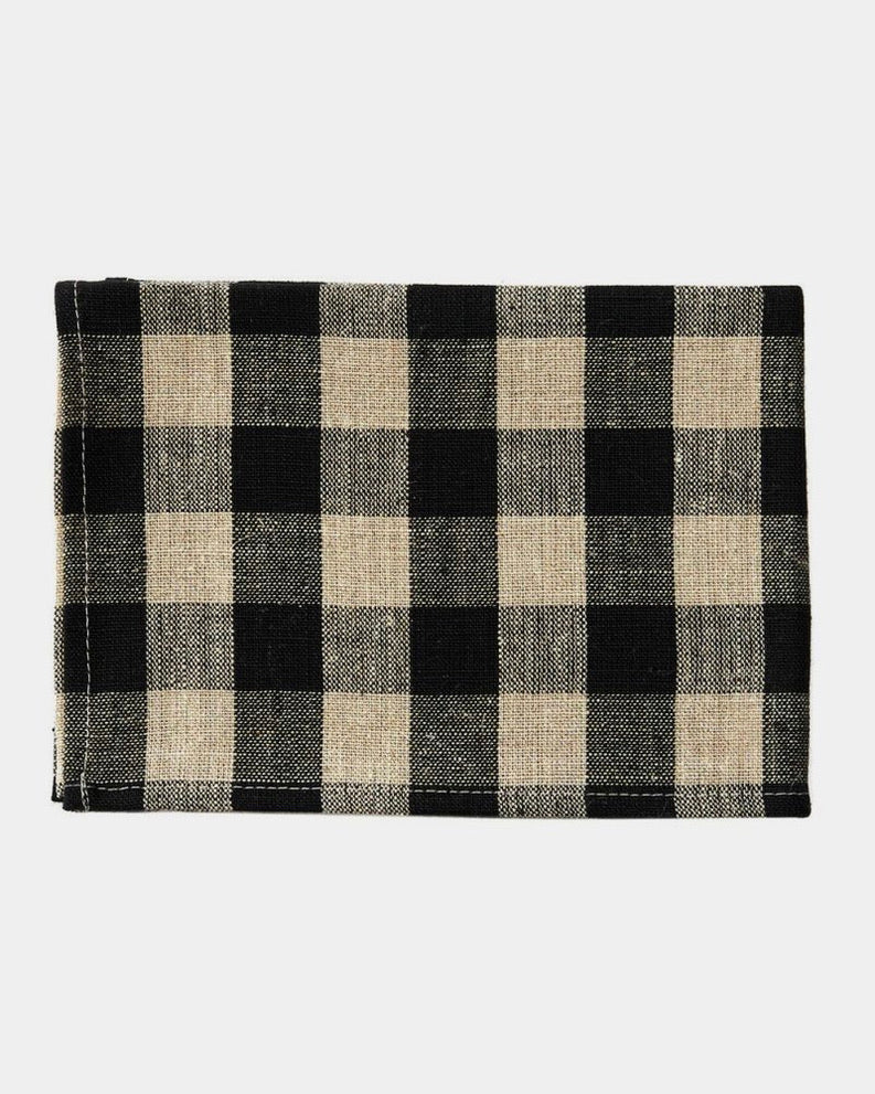 Thick Linen Check Kitchen Cloth | Black & Natural Multi-Purpose Towel
