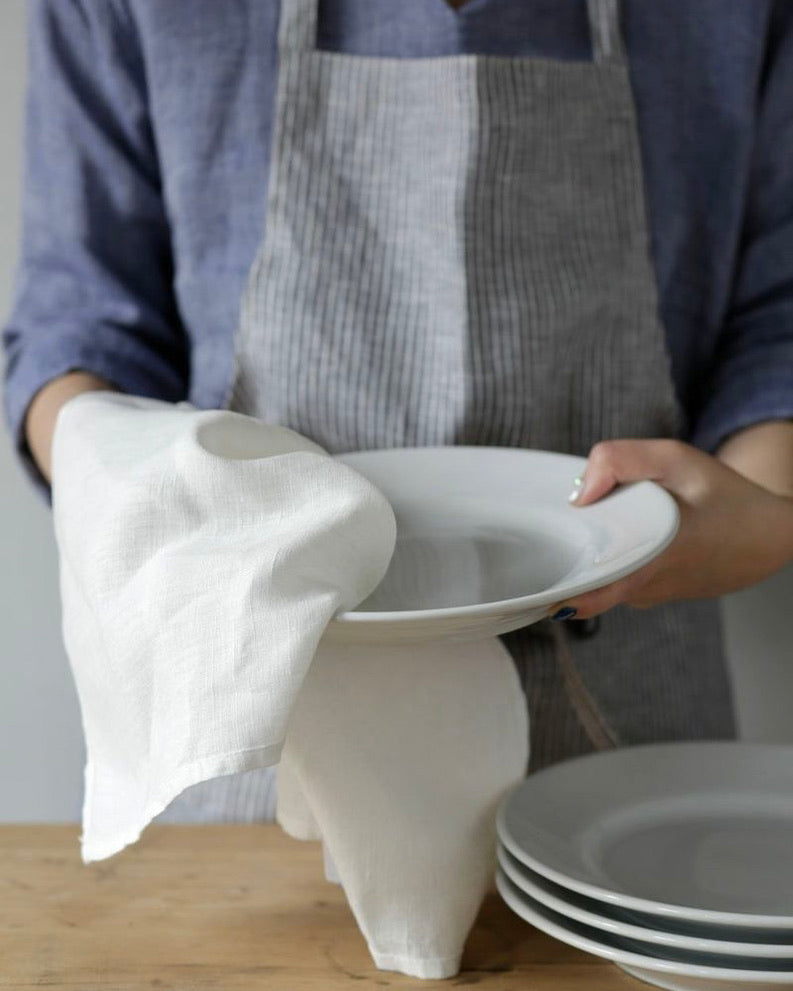 Solid Linen Kitchen Cloth | White Multi-Purpose Towel
