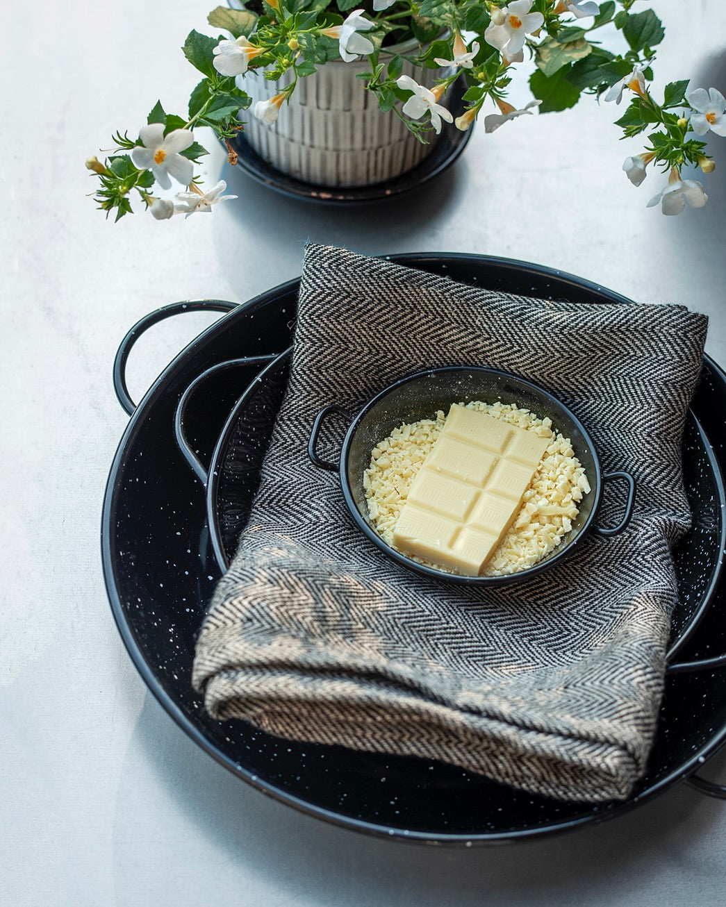 Thick Linen Herringbone Kitchen Cloth | Neutral Dark-Tone Multi-Purpose Towel