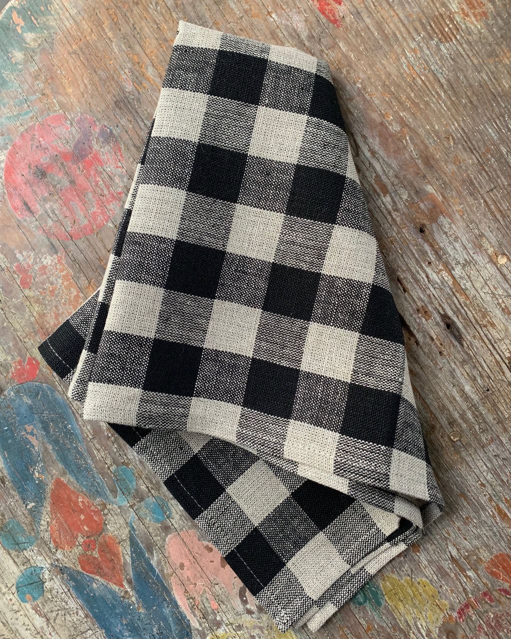 Thick Linen Check Kitchen Cloth | Black & Natural Multi-Purpose Towel