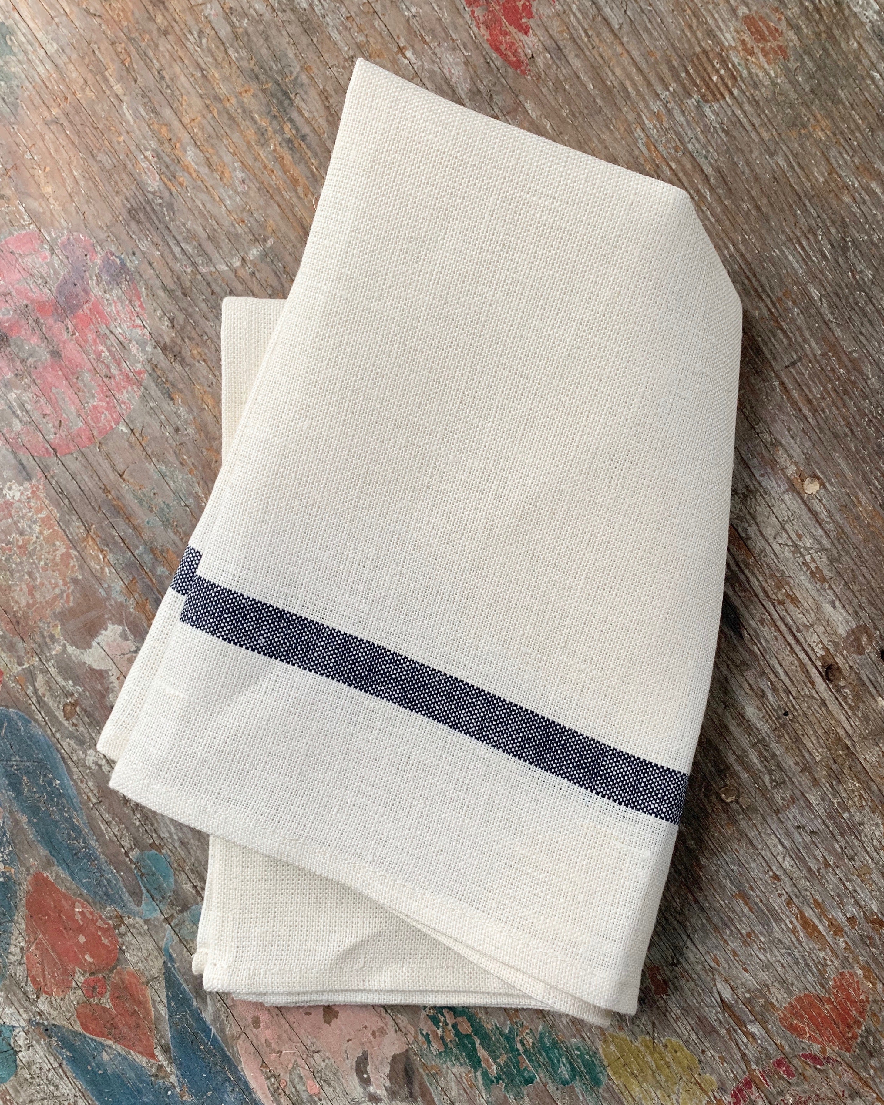 Thick Linen Striped Kitchen Cloth | White with Dark Stripe Multi-Purpose Towel