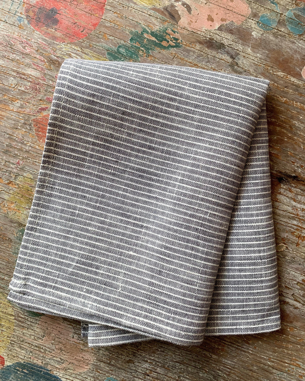 Fine Stripe Linen Kitchen Cloth | Grey with White Stripe Multi-Purpose Towel